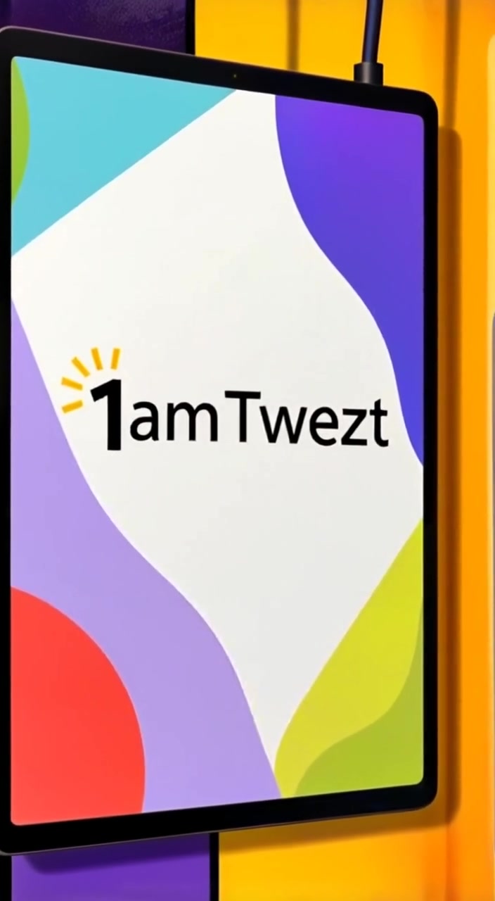 The digital screen flickers softly as the logo glows with vibrant colors in a sleek futuristic environment.