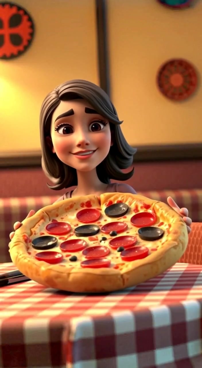 The woman gently lifts a slice of pizza from the large pie, savoring the moment with a joyful smile.