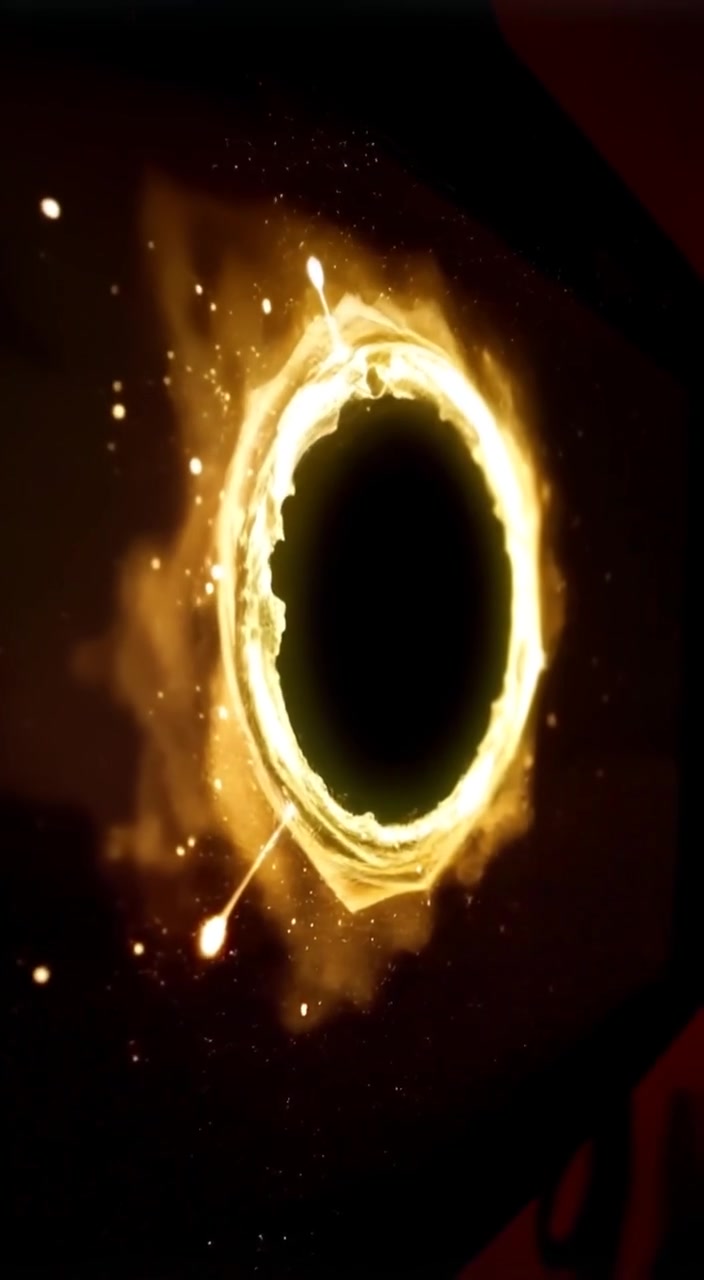 The screen flickers as the black hole image slowly swirls in and out of focus, illuminating the room.