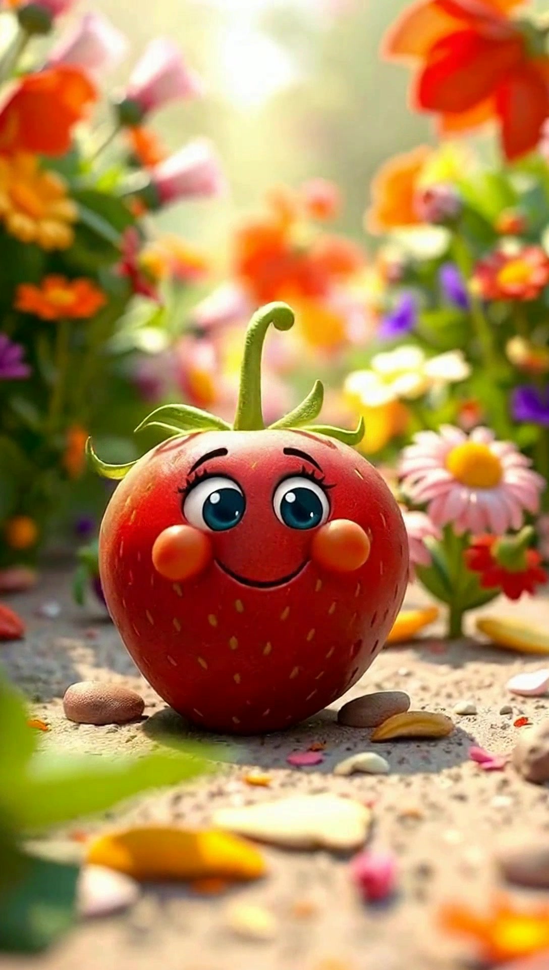 Cheerful Strawberry Says: 'I Am a Fruit!'