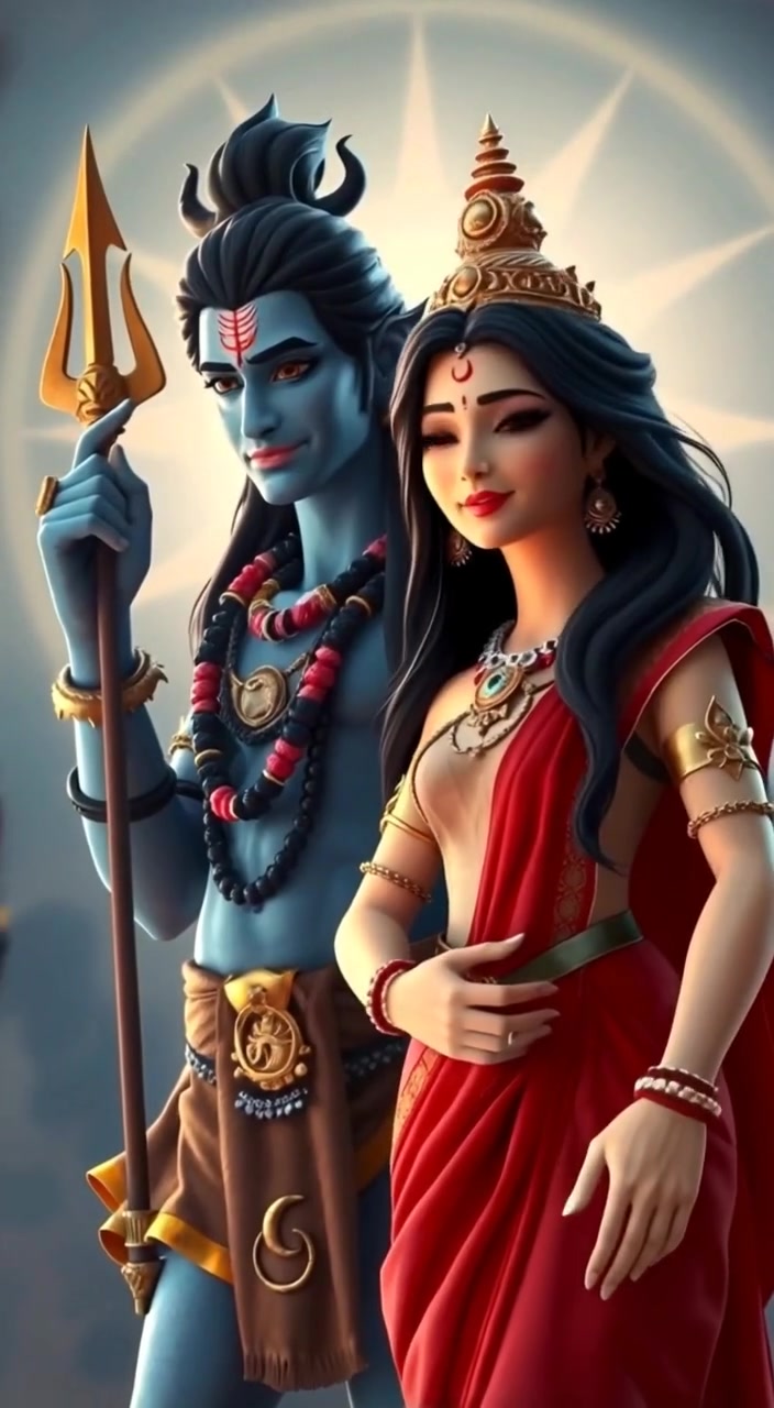 Divine Tranquility: Shiva and Parvati on Mount Kailash