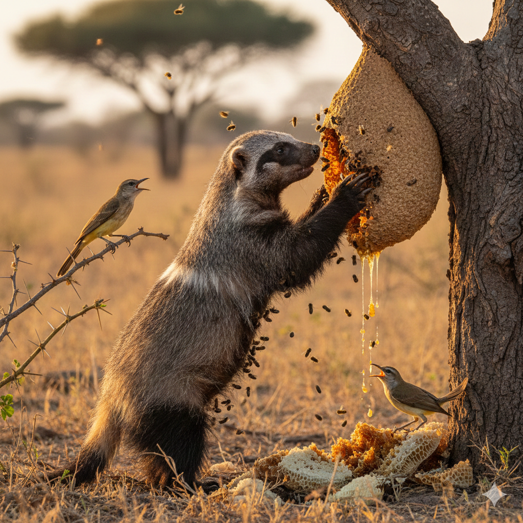 The Symbiotic Relationship Between Honey Badgers and Greater Honeyguides