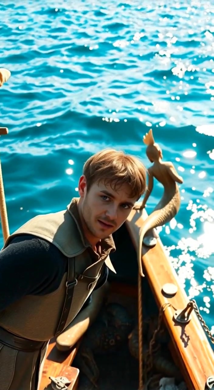 Finn, looking surprised, leans towards the mermaid with an apologetic expression.