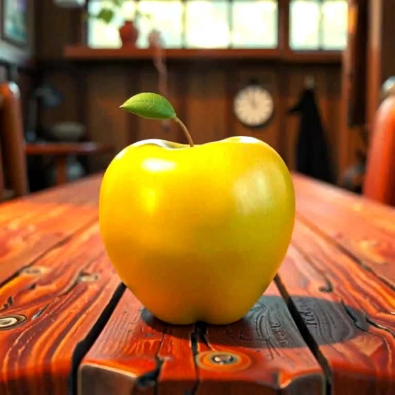 Girl Enjoying a Yellow Apple
