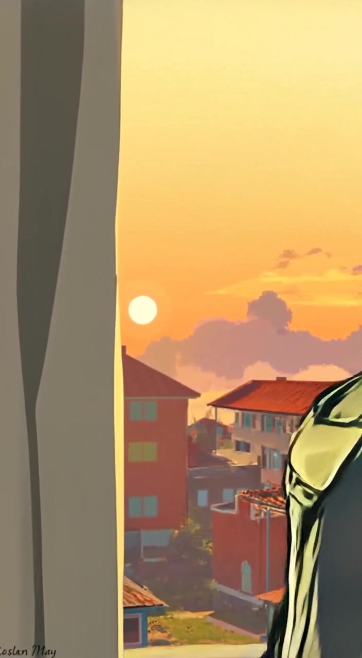The man quietly gazes out the window as the sun gently rises, casting warm light across his worried expression.