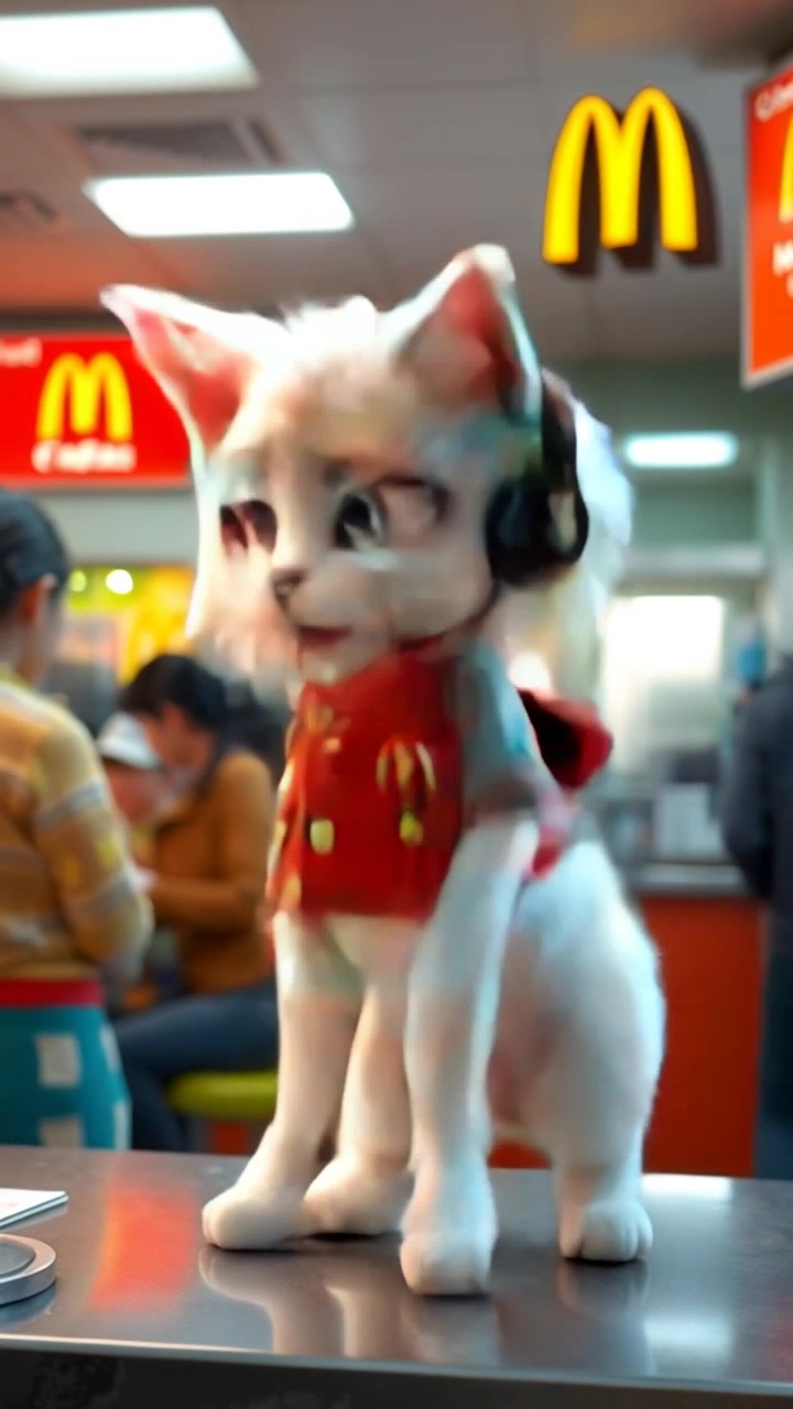 Snowball: The Cat Employee at McDonald's
