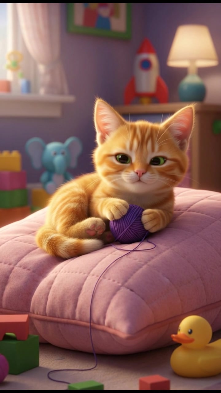 मिन्नी बिल्ली और खेलती टोपी