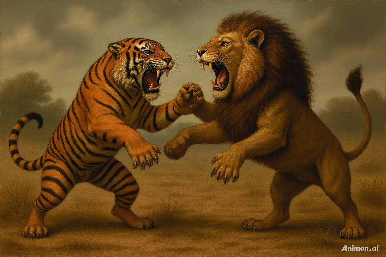 Tiger vs Lion: Fierce Battle!