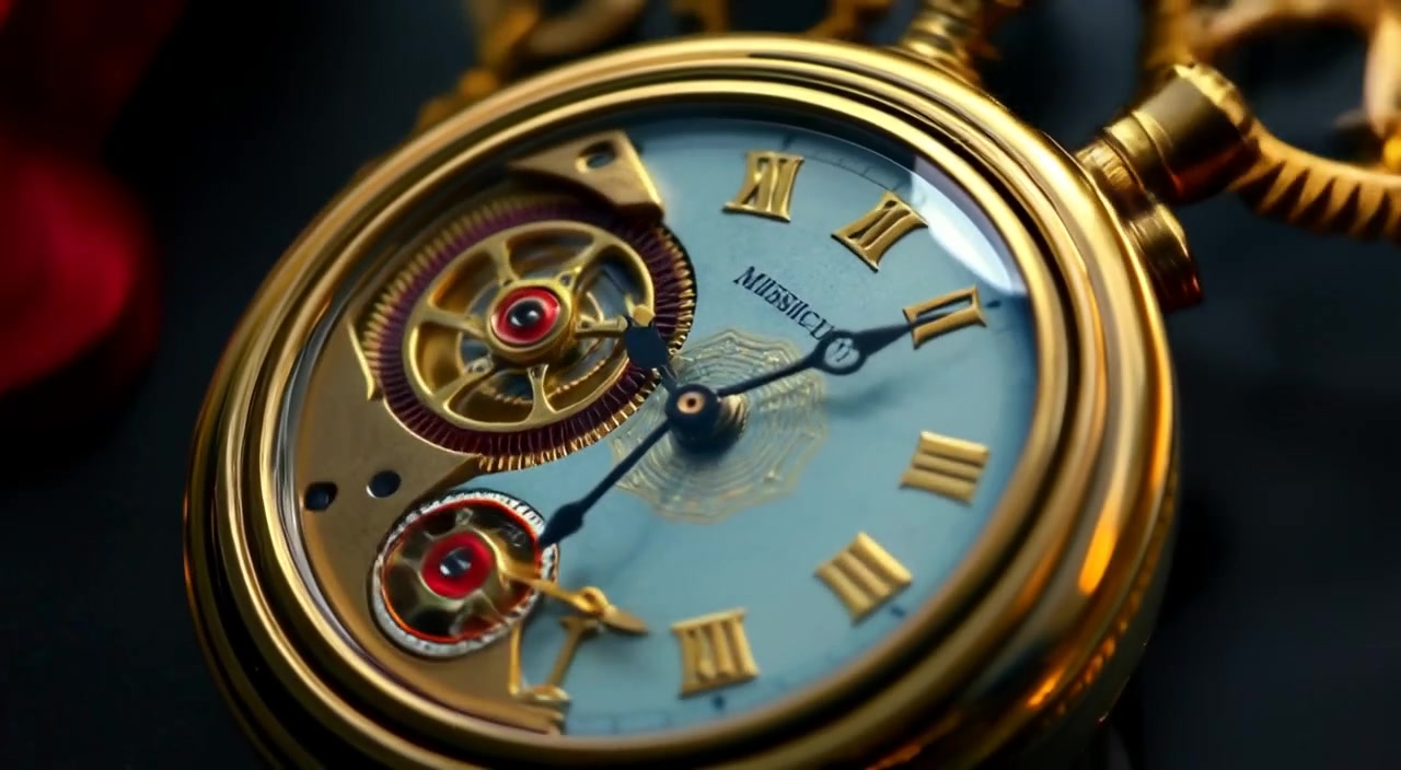 Gears slowly turn inside a classic timepiece, showcasing intricate details as light reflects off its polished exterior.