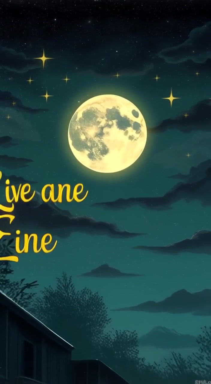 The woman gazes up as the moonlight gently illuminates her face amidst twinkling stars.