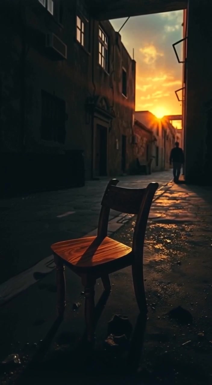 A shadowy corner of the convent, suggesting the mysterious disappearance of Sister Mary, with an empty chair.