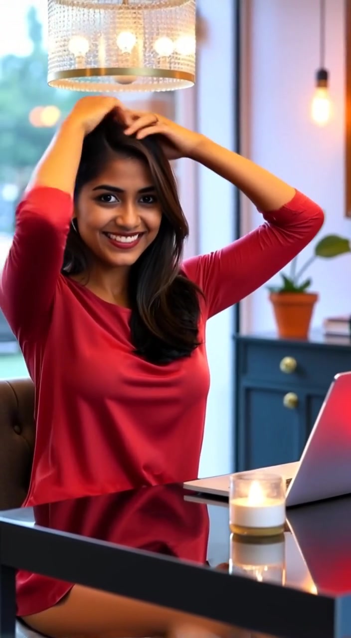 Glamorous Indian Woman Unveils the Latest Laptop!