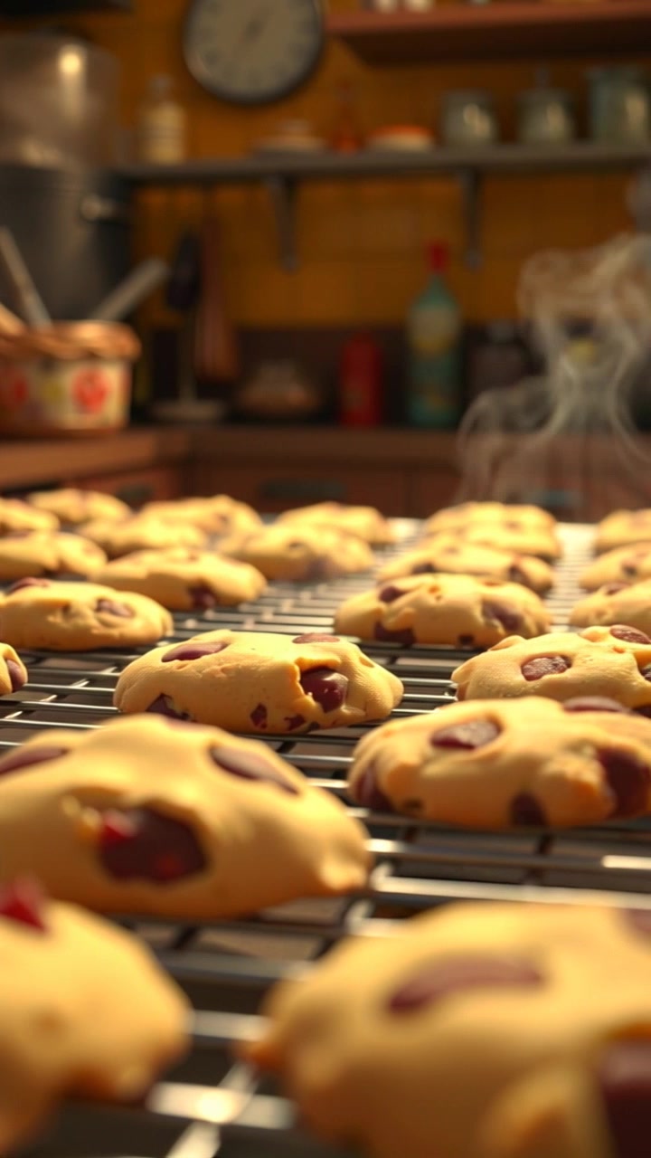A Woman Bakes a Cookie in Cafe