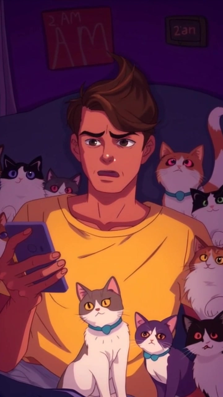 Subject: A person holding a phone. Subject movement: The person shifts nervously, glancing around the dimly lit room. Scene: A dimly lit room at 2 AM, shadows creeping along the walls, creating an atmosphere of tension. Style: Soft ambient lighting with a focus on the subject's anxious expression. Motion: The camera moves in slowly to capture the intensity of the moment, tightening the frame on the person's worried face while maintaining a blurred backdrop.