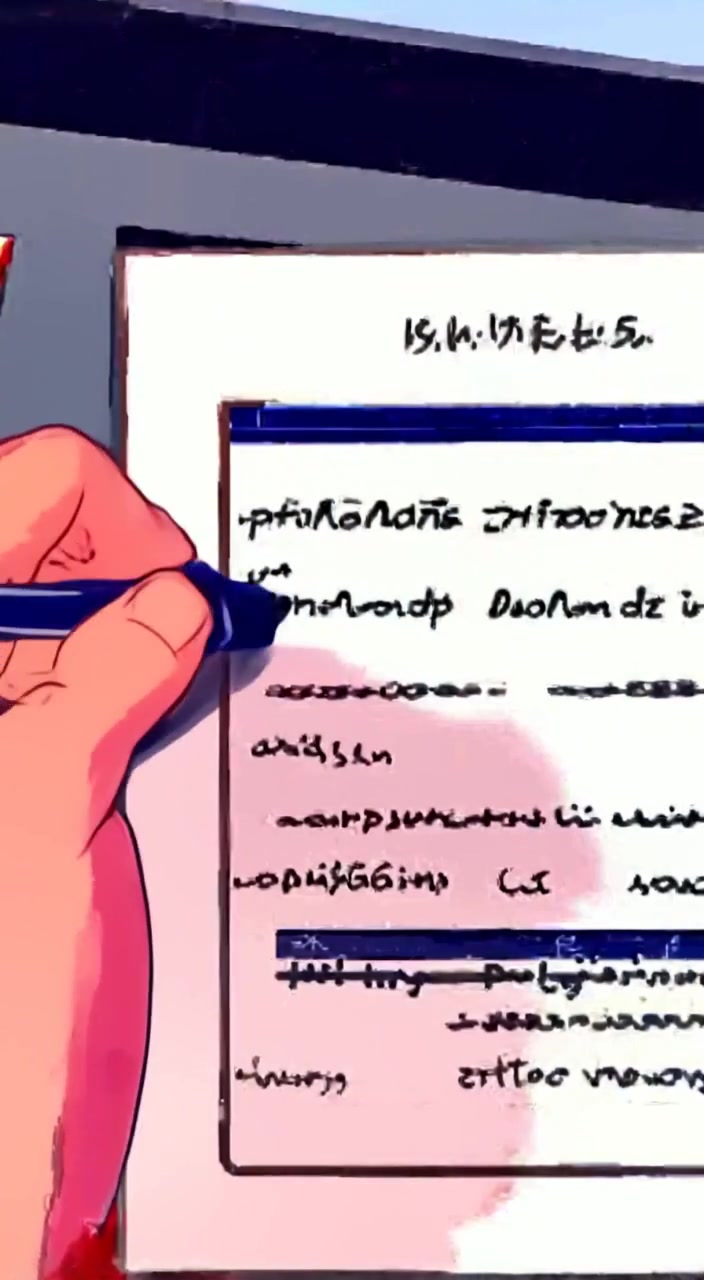 The hands steadily write on a financial form while the laptop screen glows softly in the background.
