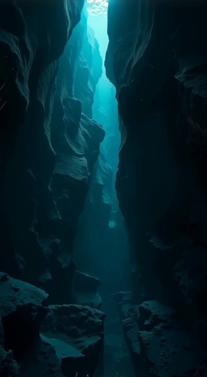 Light gently dances on the canyon walls as bubbles rise slowly to the surface in muffled silence.