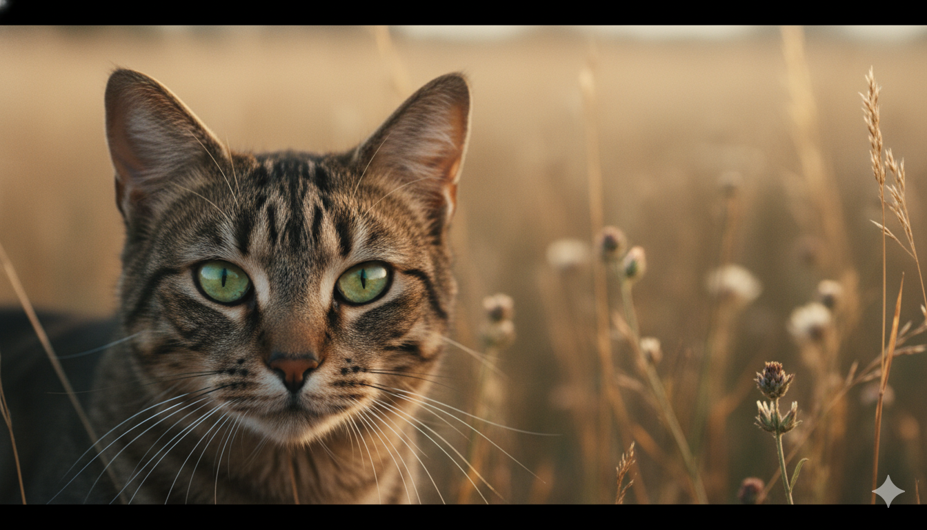 Happy Cat Playing in the Field