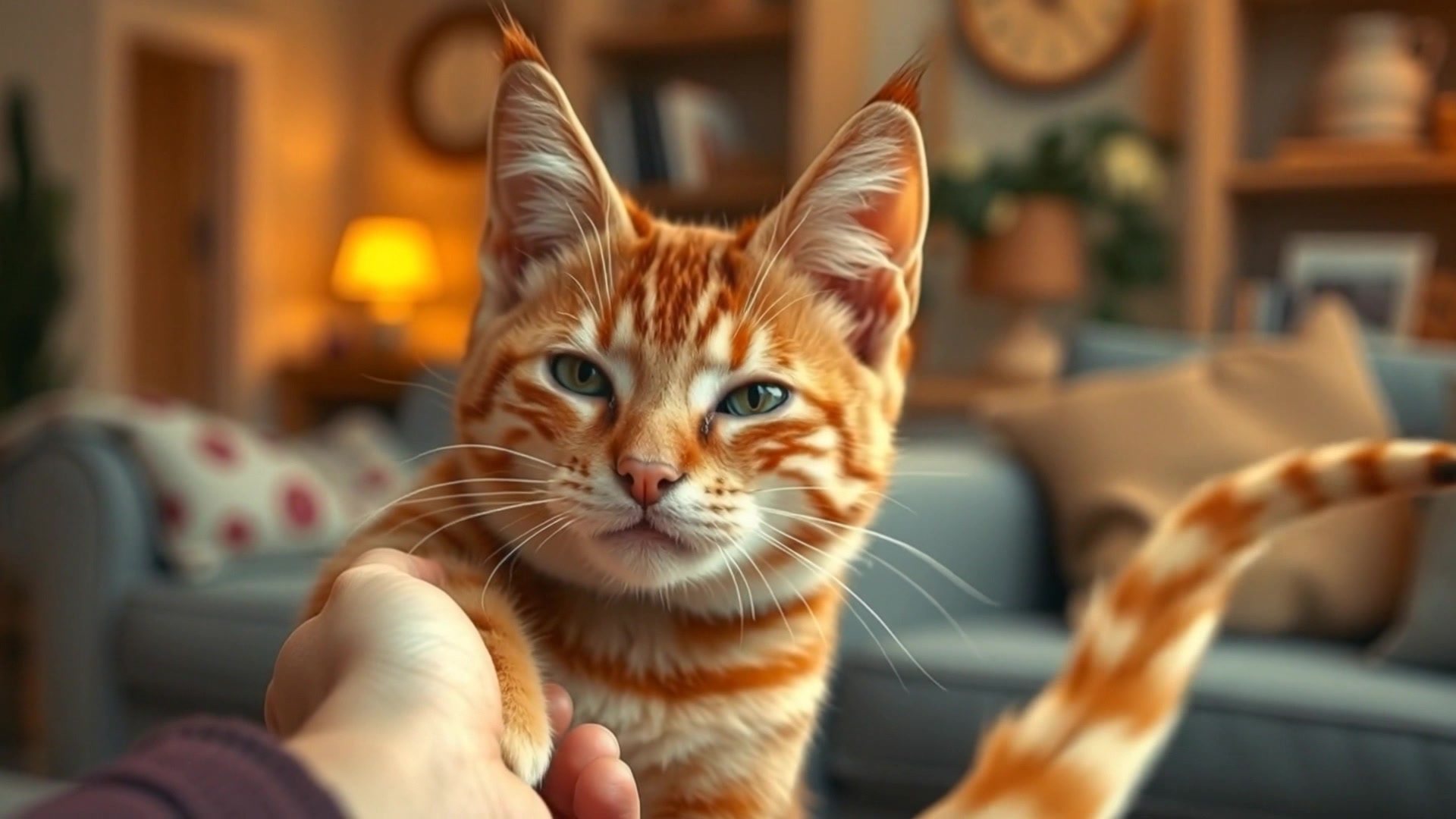 Happy Cat Wags Its Tail