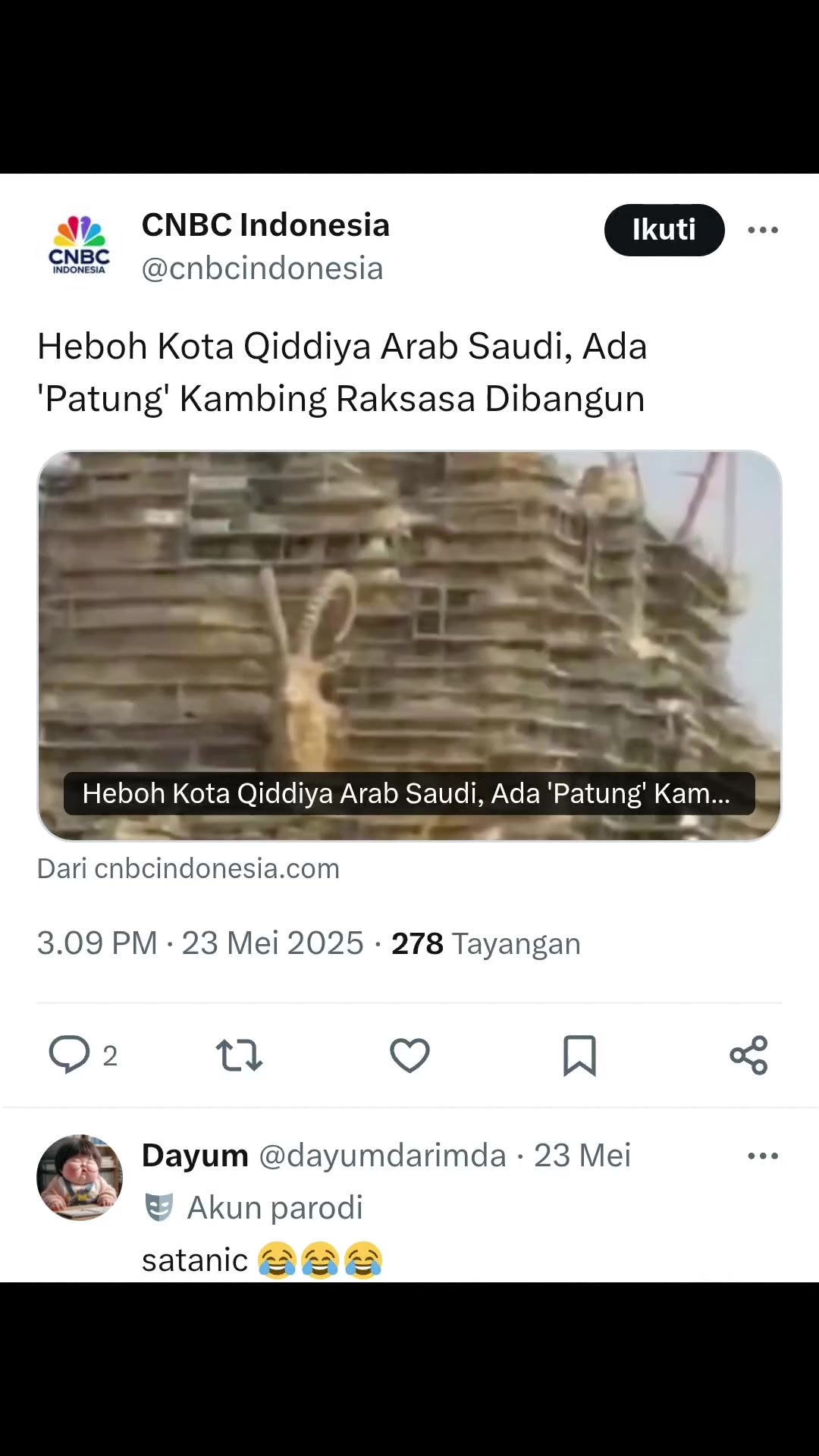 Kritik Netizen terhadap Proyek Patung Kambing di Kota Qiddiya