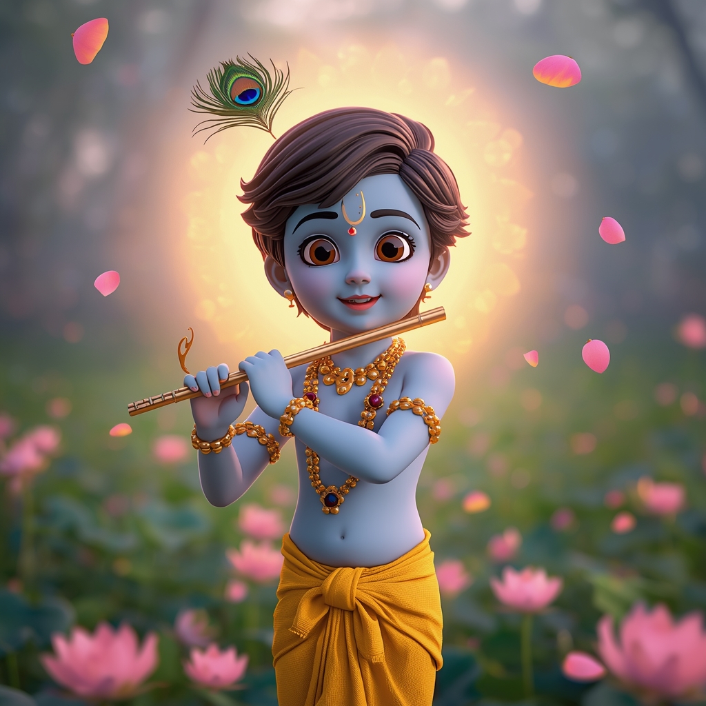 Divine Melody: Krishna in Vrindavan