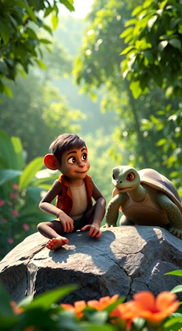 The Monkey and the Turtle's Banana Tree Adventure