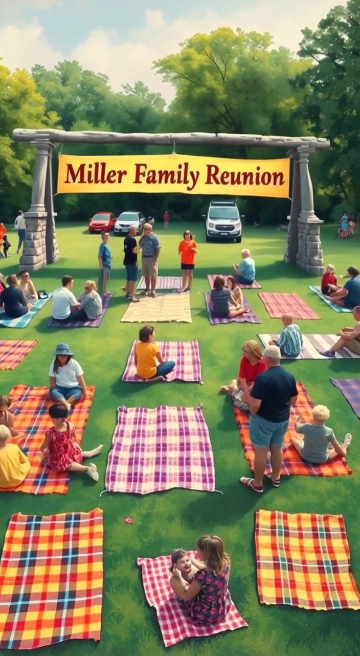 Families gather around colorful picnic blankets as laughter and soft chatter fill the air on a sunny afternoon.