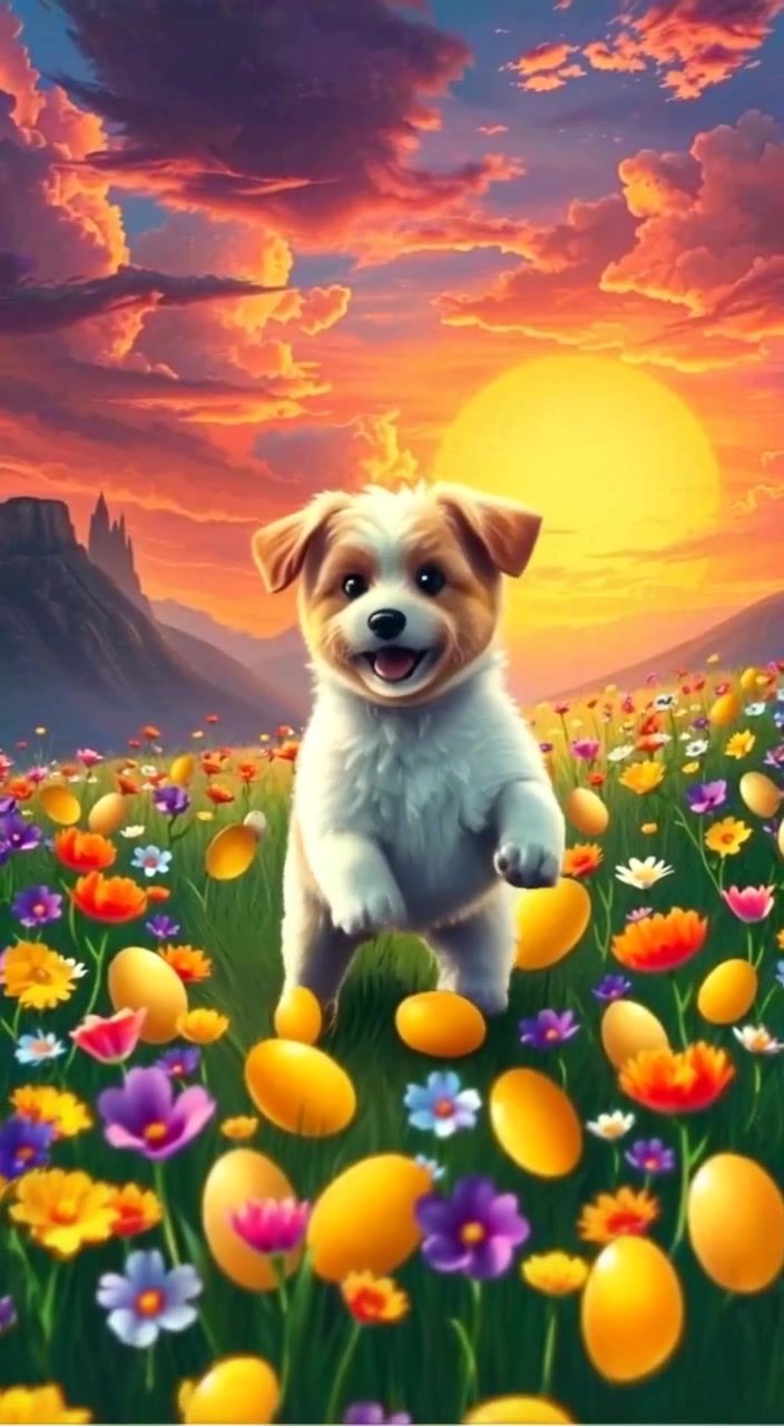 Golden Egg Surprise: A Fluffy Dog's Magical Meadow Adventure