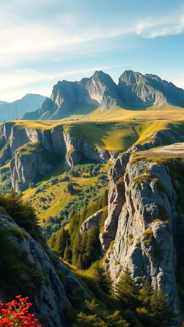 Nature's Symphony: River and Mountain