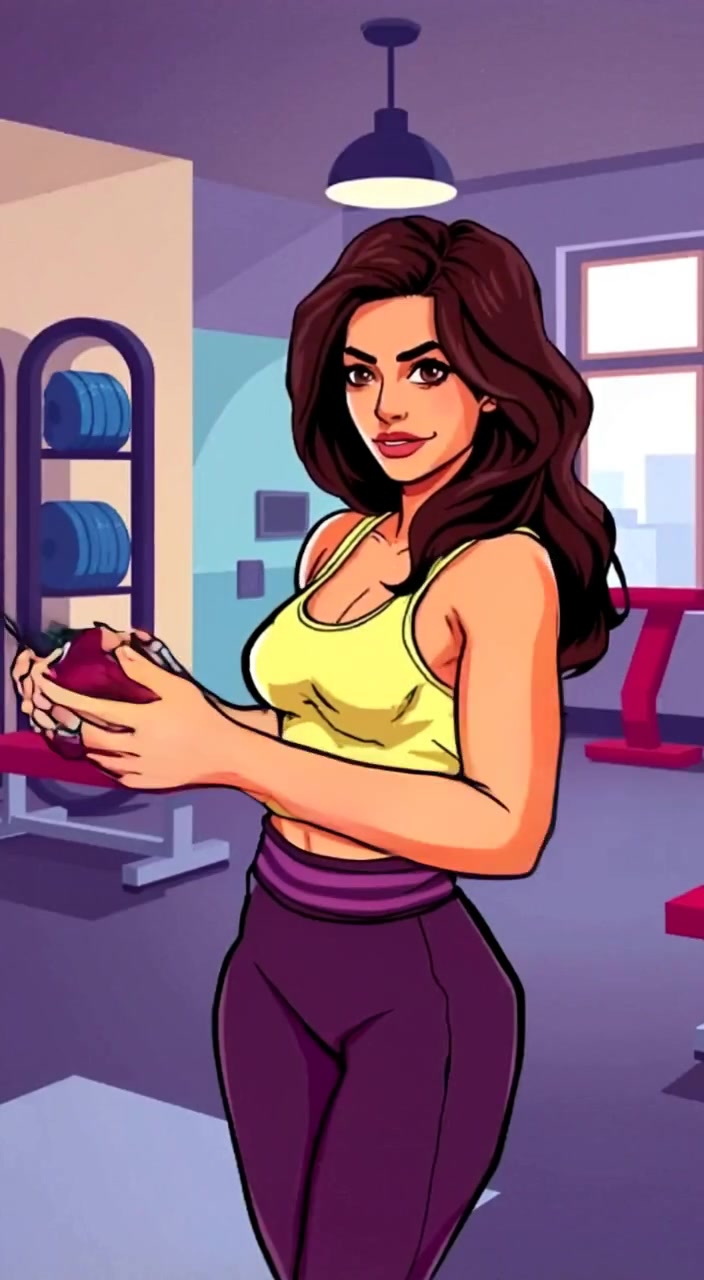 The woman gently pulls the resistance band, focusing on her hamstring curls in a serene fitness room.
