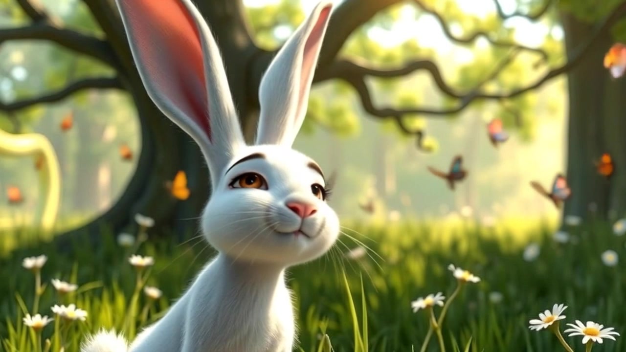 A close-up of Barnaby, his ears perked up, calling out into the distance with a worried expression.