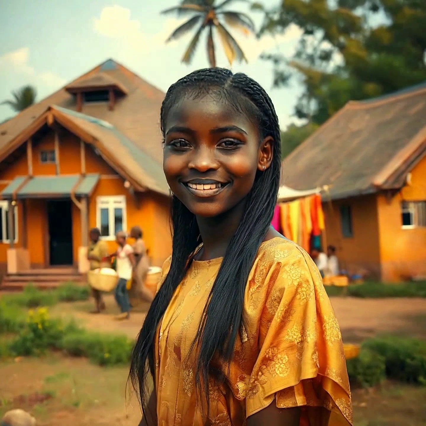 Elegant Nigerian Girl in Gold Dress