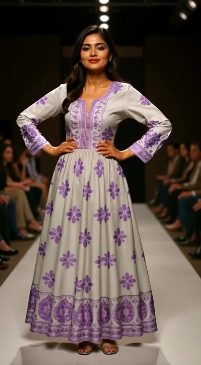 The woman gracefully twirls, showcasing the vibrant traditional dress to the captivated audience in the elegant venue.