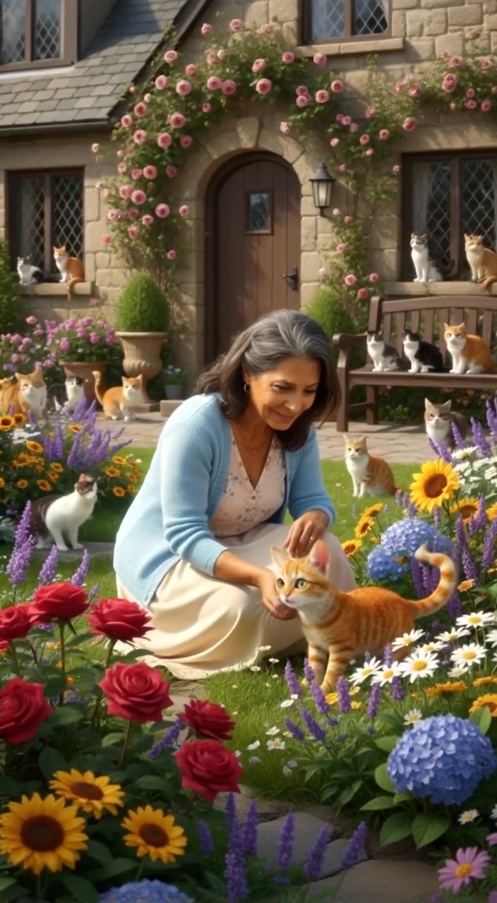 The Old Lady and the Stray Cat's Kittens