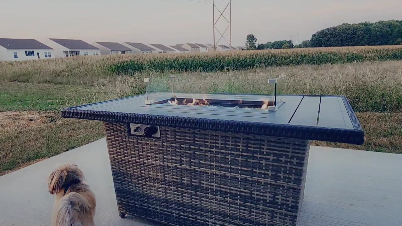 Transform Your Evenings with Our 52-Inch Wicker Propane Fire Pit!