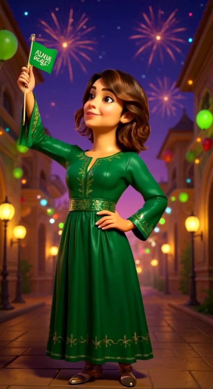 The woman gently touches the decorations, a warm smile spreading across her face as she admires their beauty.