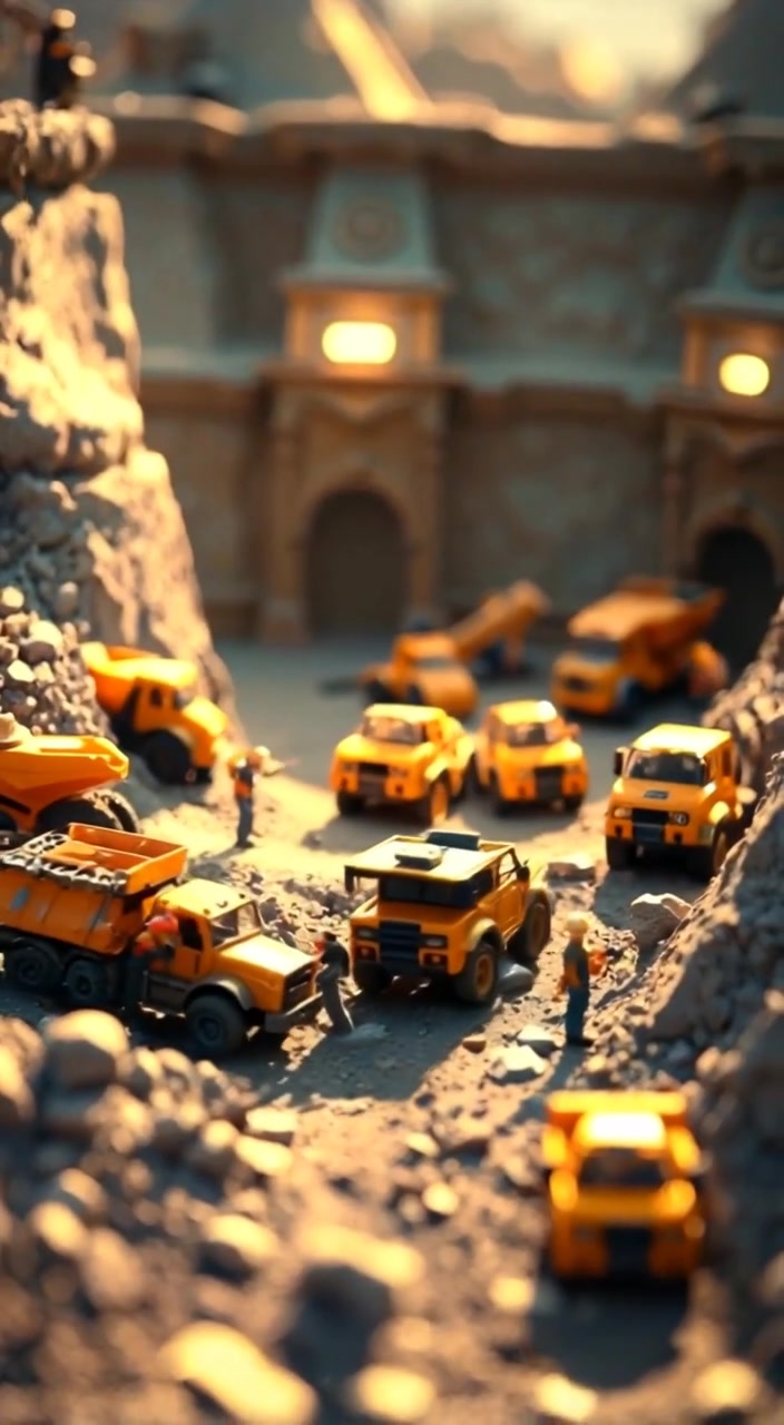 Diorama Miniatur Pertambangan Terbuka: Suasana Kerja yang Realistis