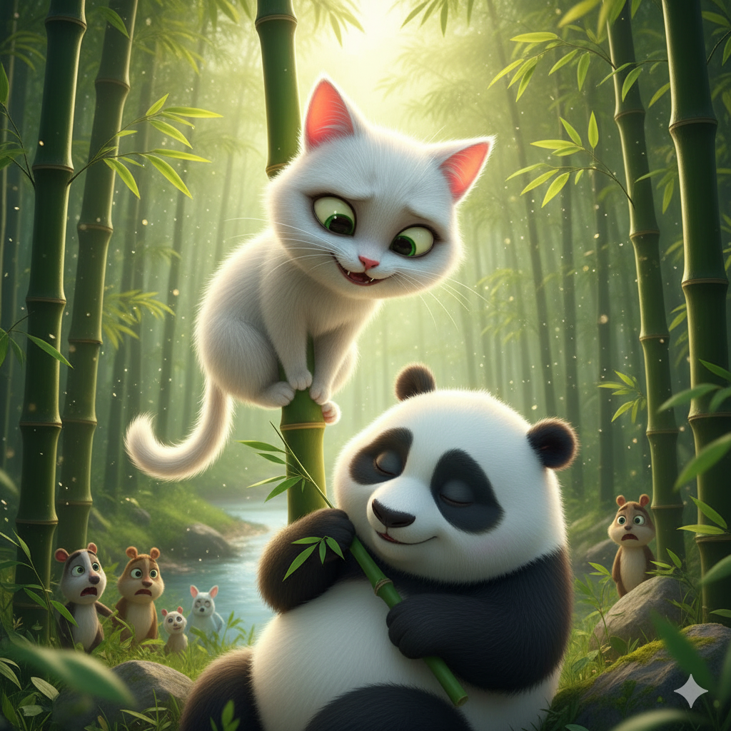 म्याऊँ और पेंगु की मस्ती