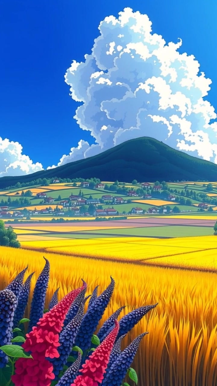 Morning Harmony: Village Life in the Fields