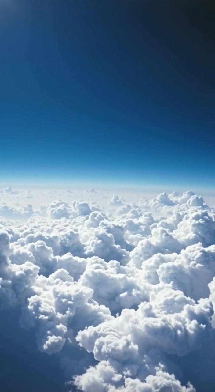 Fluffy clouds gently drift across a bright blue sky, casting soft shadows on the landscape below.
