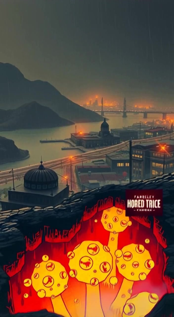 A gentle breeze rustles through smoke-filled streets, revealing hazy buildings in a historical city from the year 1900.