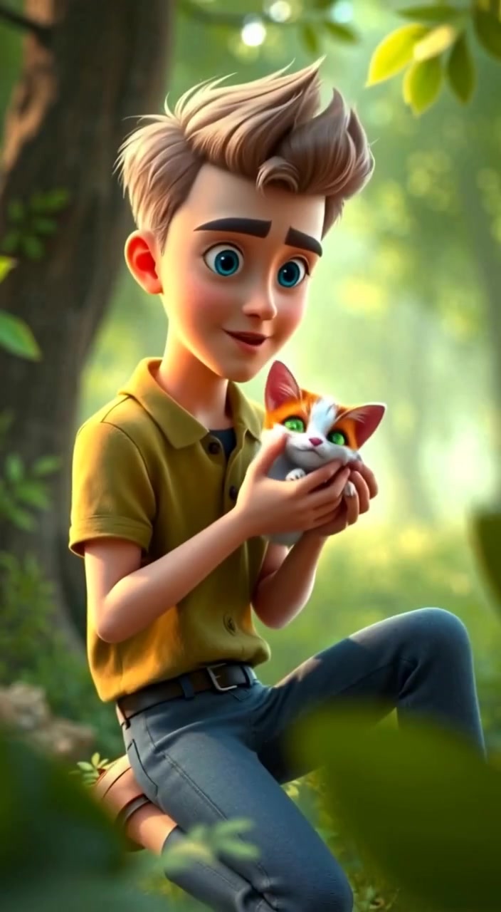 The Kind Boy and the Rescued Kitten