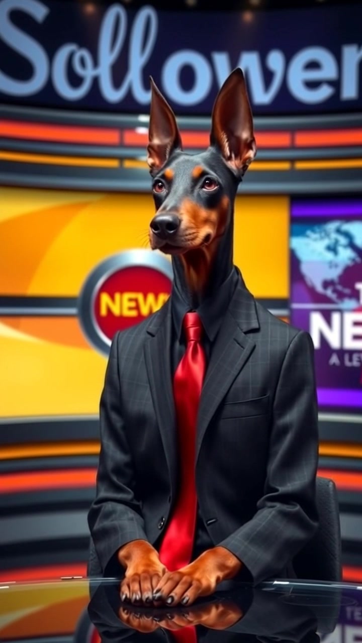 Doberman Delivers the Evening News