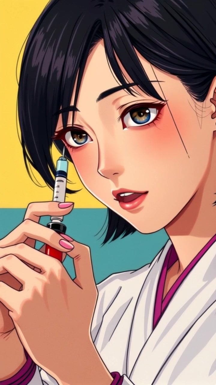 Subject: A focused individual preparing medication in a hospital setting. Subject movement: The individual carefully draws liquid into a syringe, showing precise hand movements. Scene: A close-up view of a hospital environment, with sterile surfaces and medical instruments in the background. Style: Bright, clinical lighting illuminating the scene clearly, emphasizing the seriousness of the task. Motion: The camera gently pushes in to capture the concentration on the individual's face, highlighting the focused expression as they prepare the syringe.