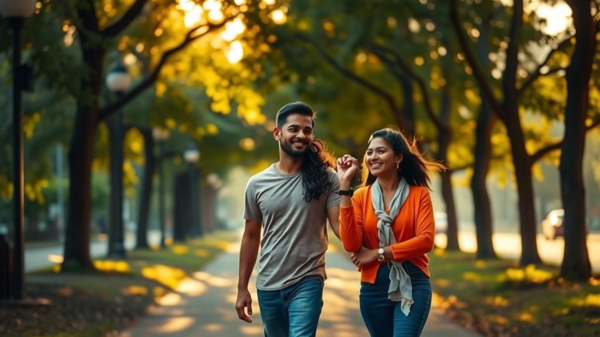 Romantisme Sejahtera: Pasangan Kekasih Berjalan Bersama