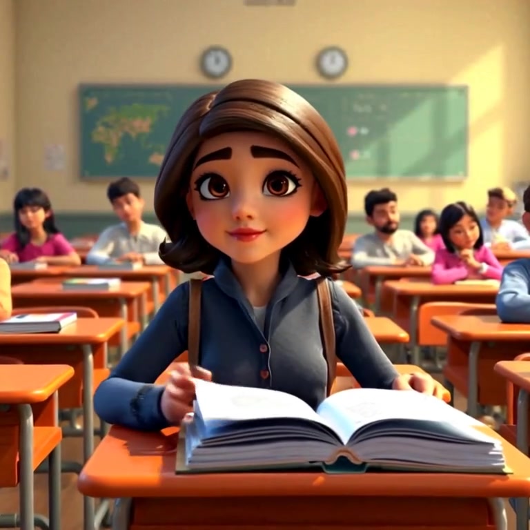 The girl gently turns a page in her book, the sunlight casting soft shadows across her focused expression.