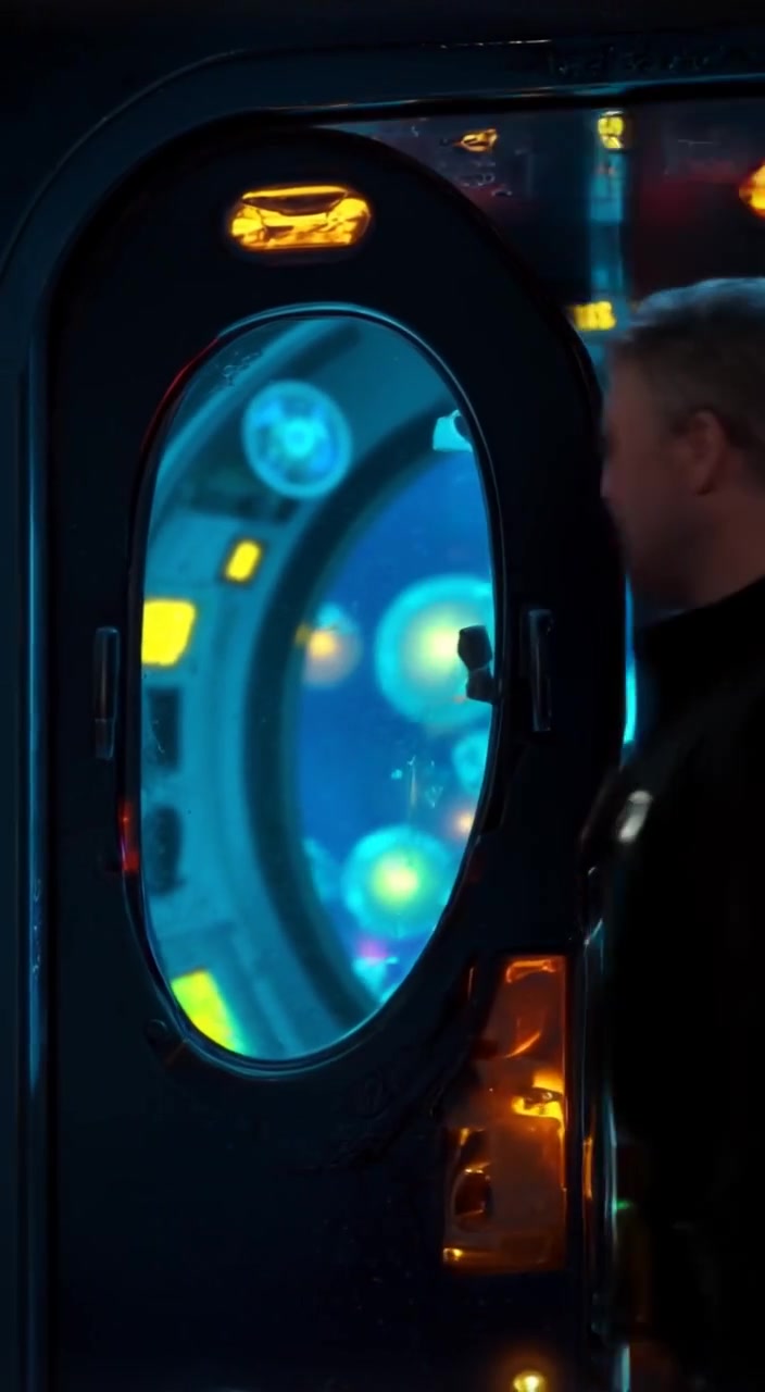 The man breathes a sigh of relief, sealing the emergency habitat door firmly behind him.