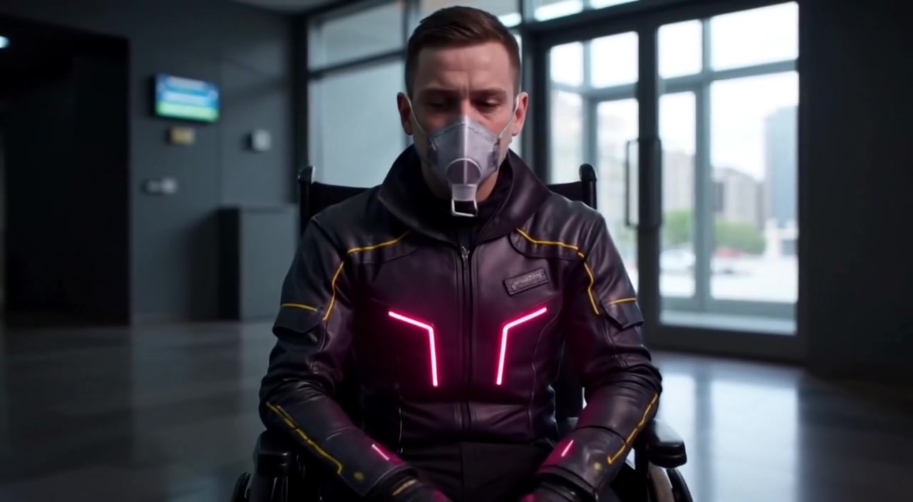 The boy gently breathes, the oxygen mask softly crinkling as he exhales.
