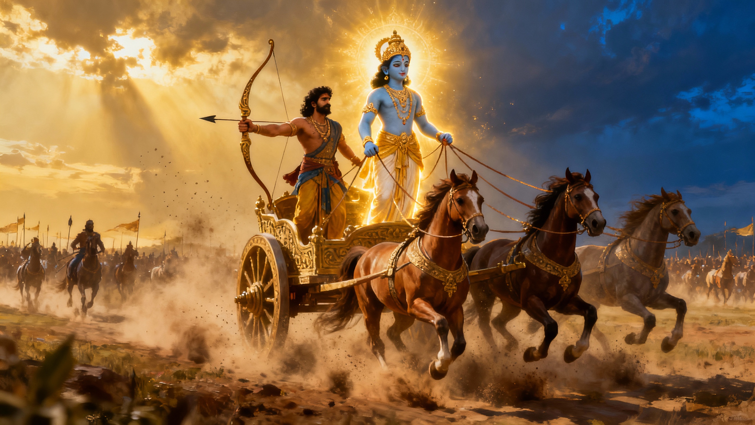 Divine Fury: The Epic Battle of Arjun and Krishna at Kurukshetra