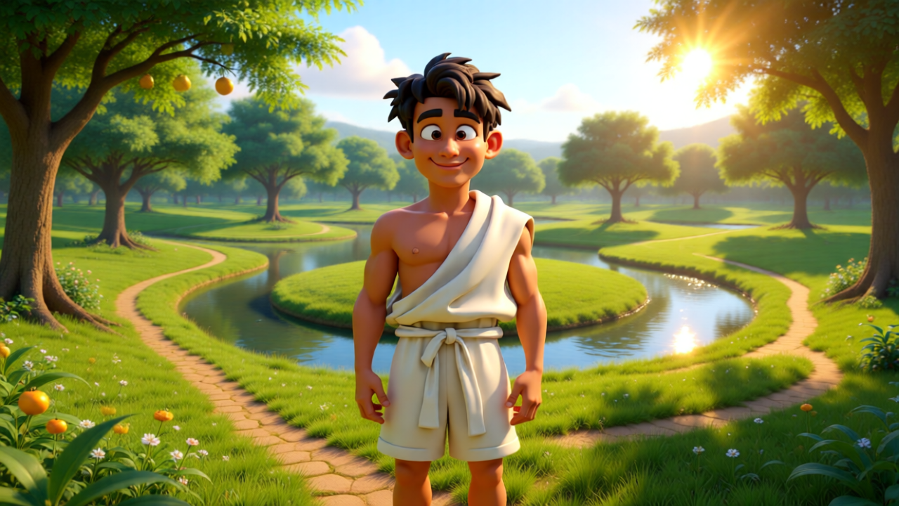 The Birth of Adam in Eden's Embrace