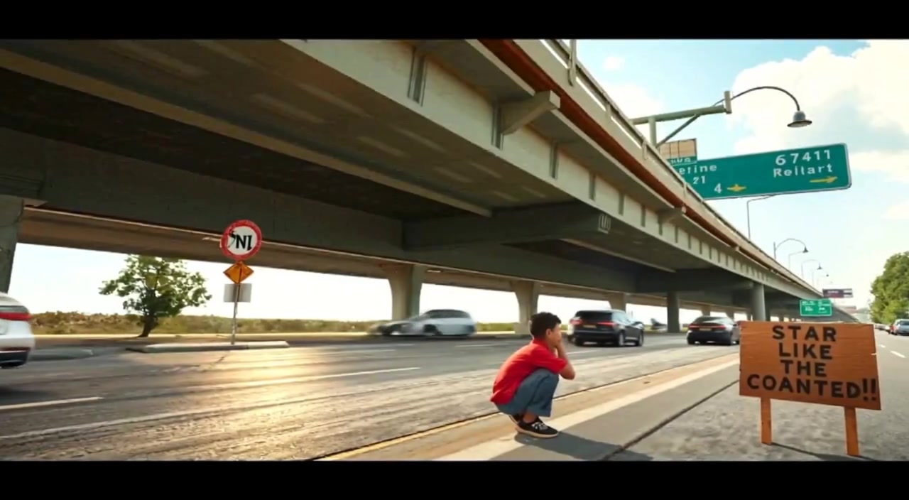 Boy Without a Home by the Roadside